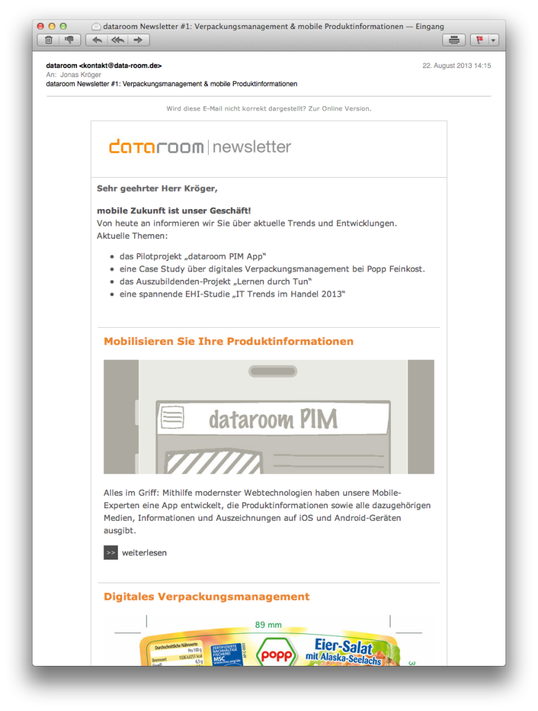 Artikelbild - dataroom startet newsletter