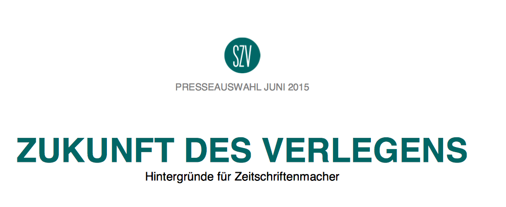 Artikelbild - SZV Presseauswahl Juli 2015: Zukunft des Verlegens