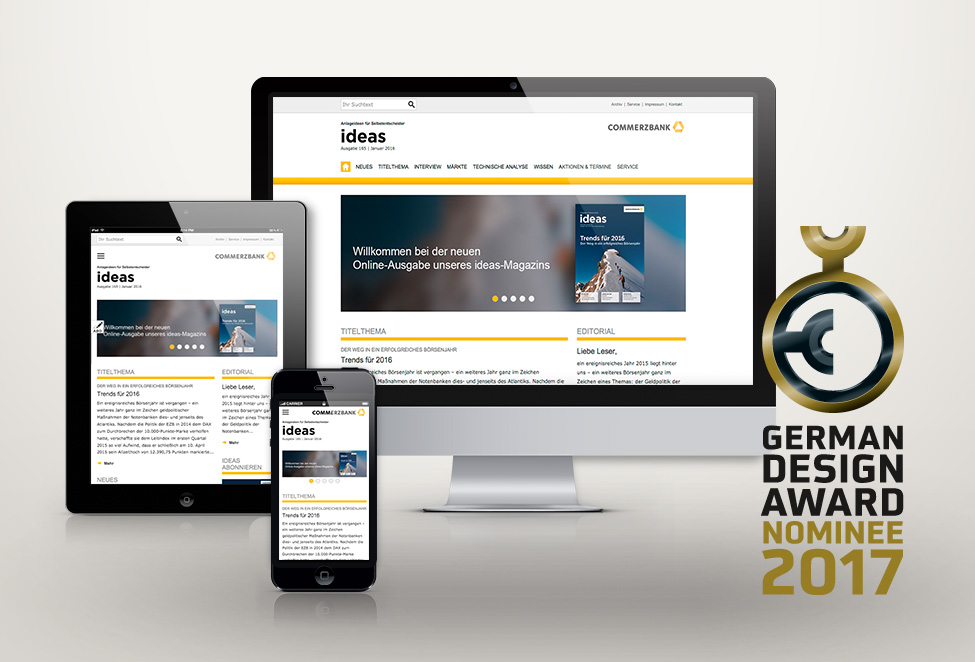 Artikelbild - ideas Online-Magazin nominiert für den German Design Award 2017